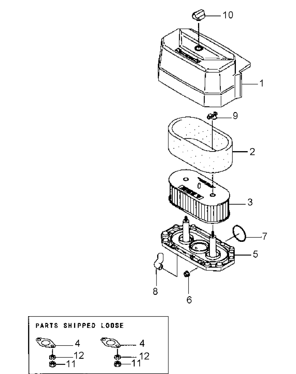 Fh541v-As25 Air Filter And Muffler Diagram and Parts List for HFF1748 55AG5D4V750-WAM Cub Cadet Lawn Mower